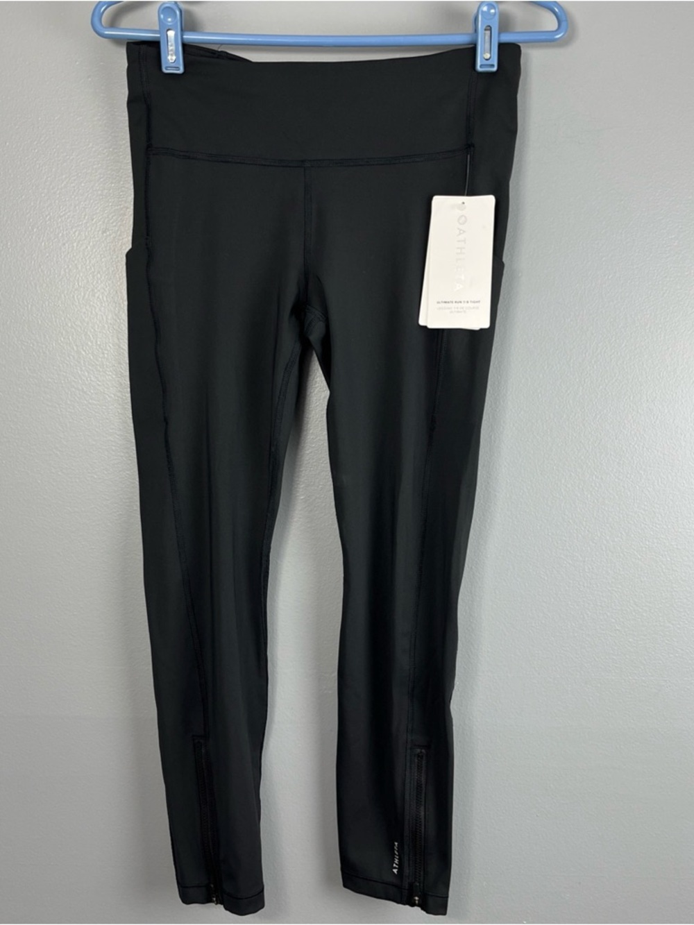 Athleta Black High-Rise Full-Length Leggings with Ankle Zips
